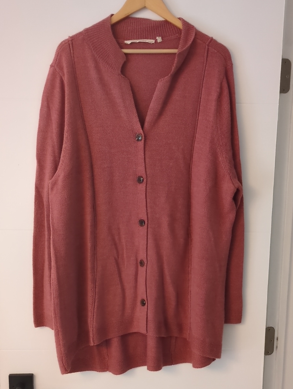 Soft Surroundings Rose-Mauve Button Wool Mix Boho Minimalist Cardigan Sz 3X